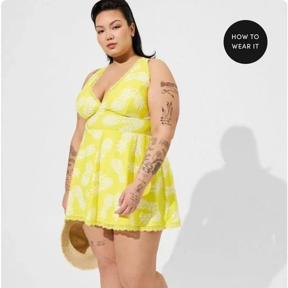 knee length dresses for ladies Double-Strap Tied Swim Dress – Charming Charlie main image 1